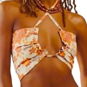 FREE PEOPLE SUMMER OF LOVE CONVERTIBLE BANDEAU TOP NATURAL/UN SIZE S