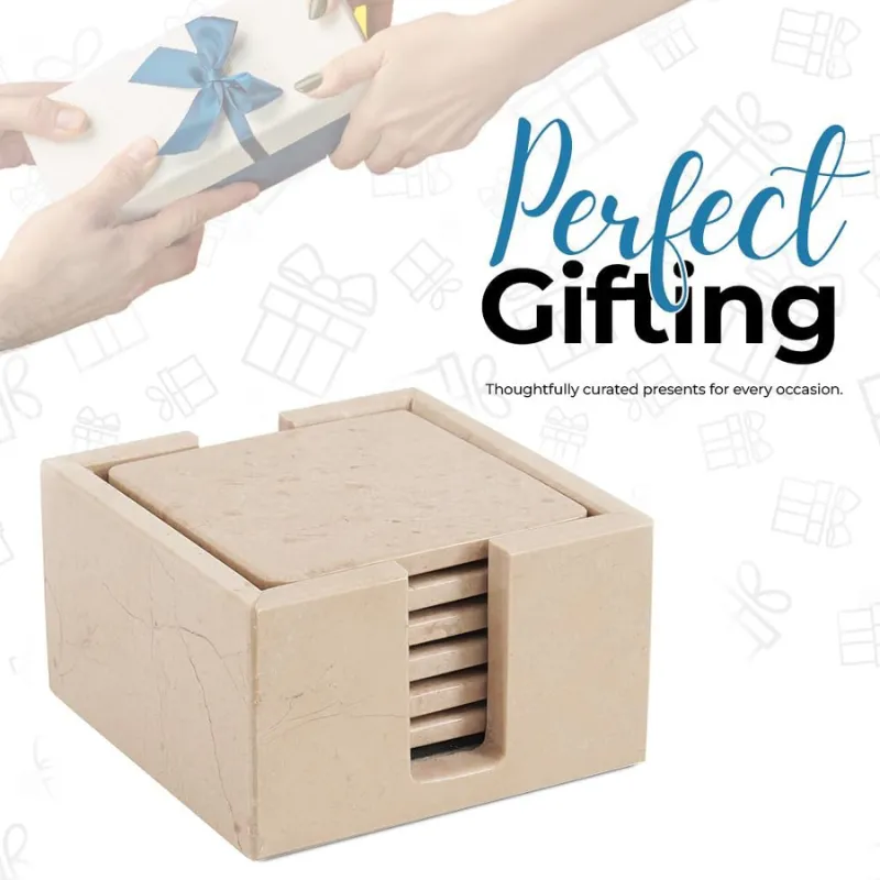 Full Square Coaster Set with Holder
