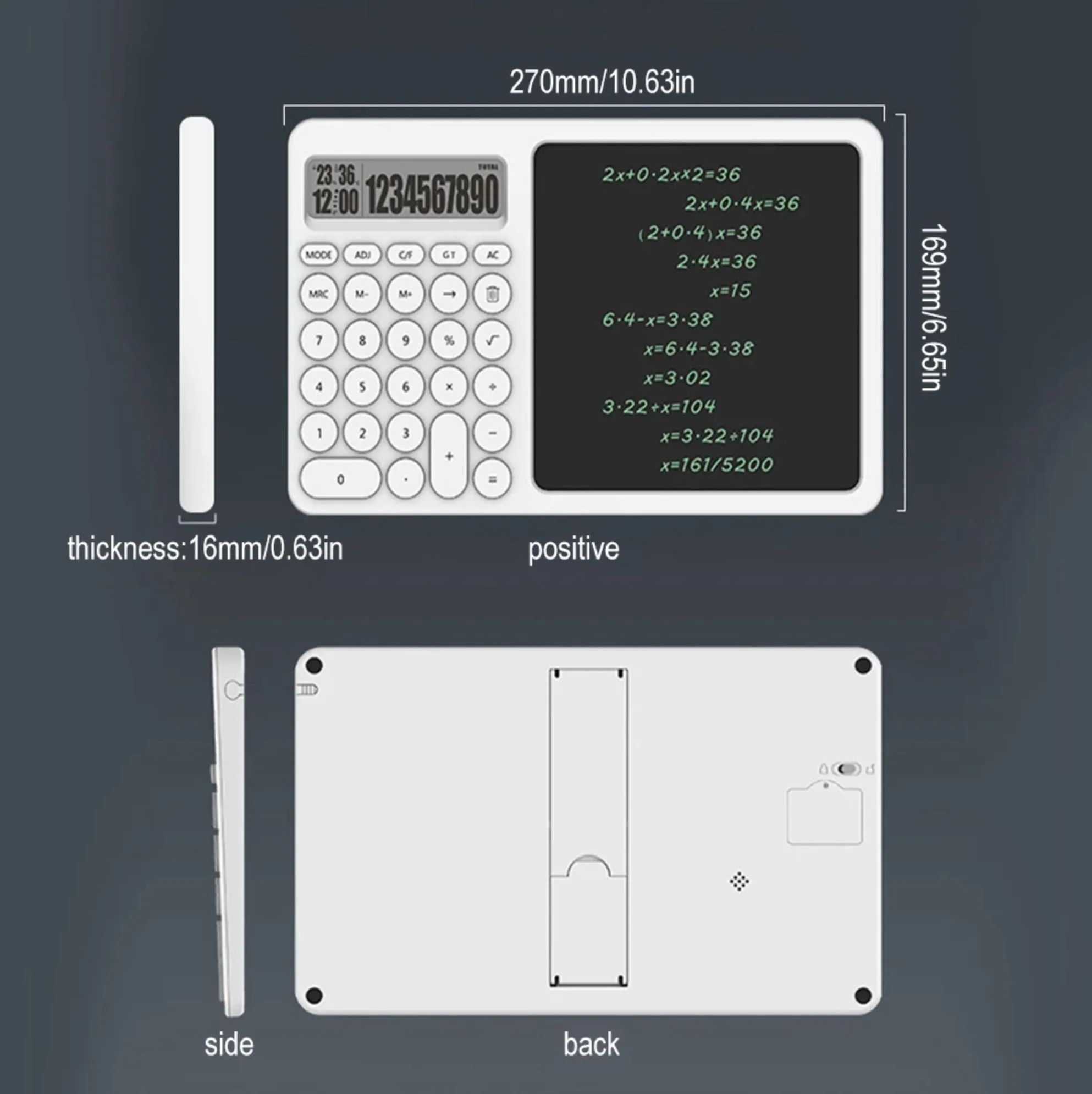 Furper 2 in 1 Business Calculator with Writing Note Pad Board