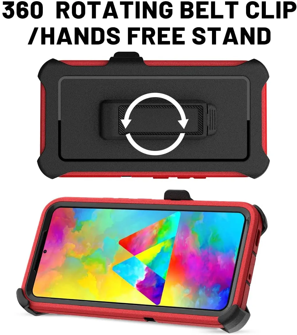 Galaxy S22  Heavy Duty Drop Protection Full Body Rugged Shockproof DustProof Military Grade Holster Case with Belt Clip and Screen Protector