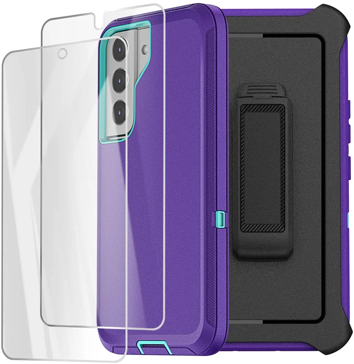 Galaxy S22  Heavy Duty Drop Protection Full Body Rugged Shockproof DustProof Military Grade Holster Case with Belt Clip and Screen Protector