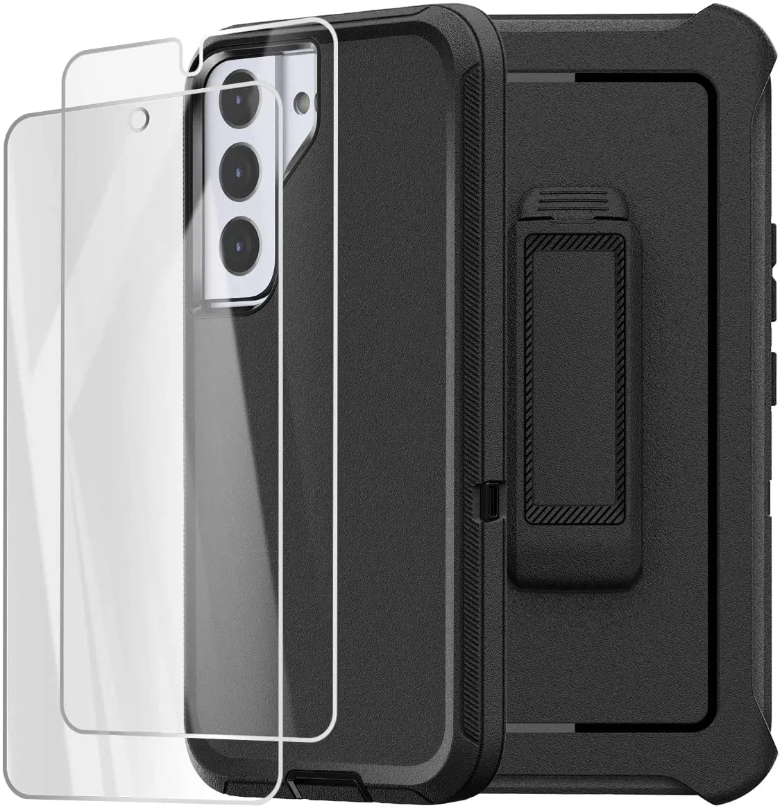 Galaxy S22  Heavy Duty Drop Protection Full Body Rugged Shockproof DustProof Military Grade Holster Case with Belt Clip and Screen Protector