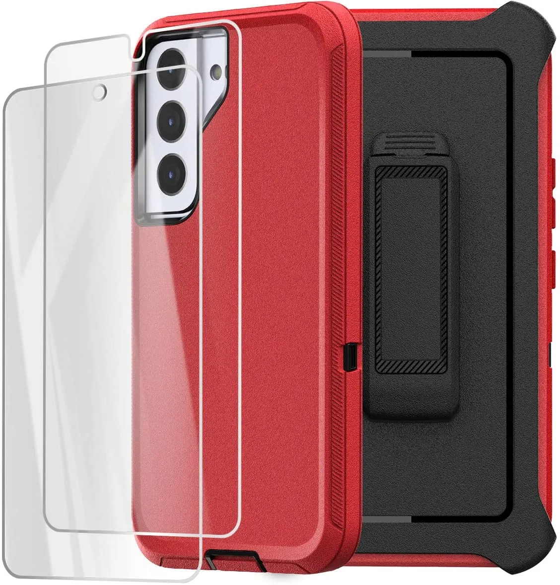 Galaxy S22  Heavy Duty Drop Protection Full Body Rugged Shockproof DustProof Military Grade Holster Case with Belt Clip and Screen Protector