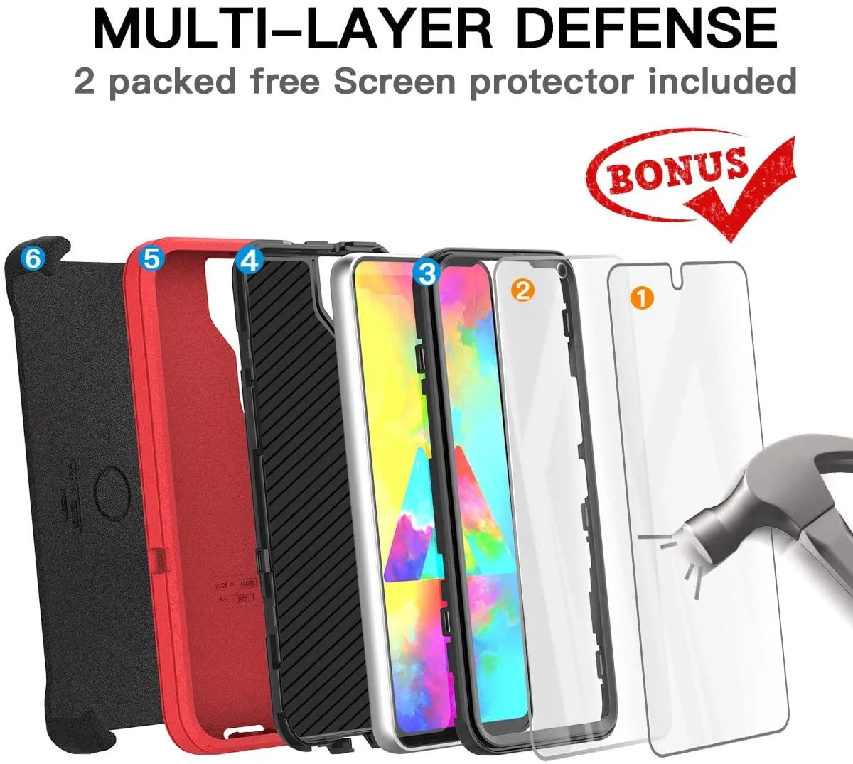 Galaxy S22  Heavy Duty Drop Protection Full Body Rugged Shockproof DustProof Military Grade Holster Case with Belt Clip and Screen Protector
