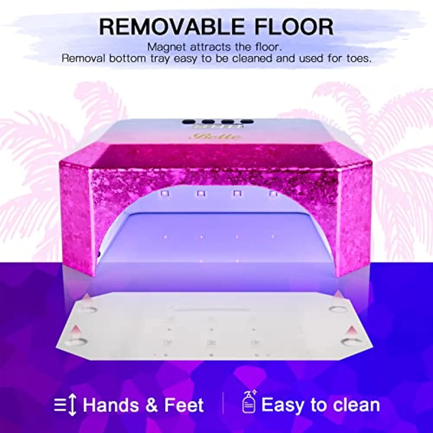 Gel UV Nail Lamp , Belle Rechargeable Nail Dryer, Led Nail Light Portable Gel UV Led Nail Lamp with 4 Timer Setting Sensor and LCD Display, Professional Led UV Lamp for Gel Polish
