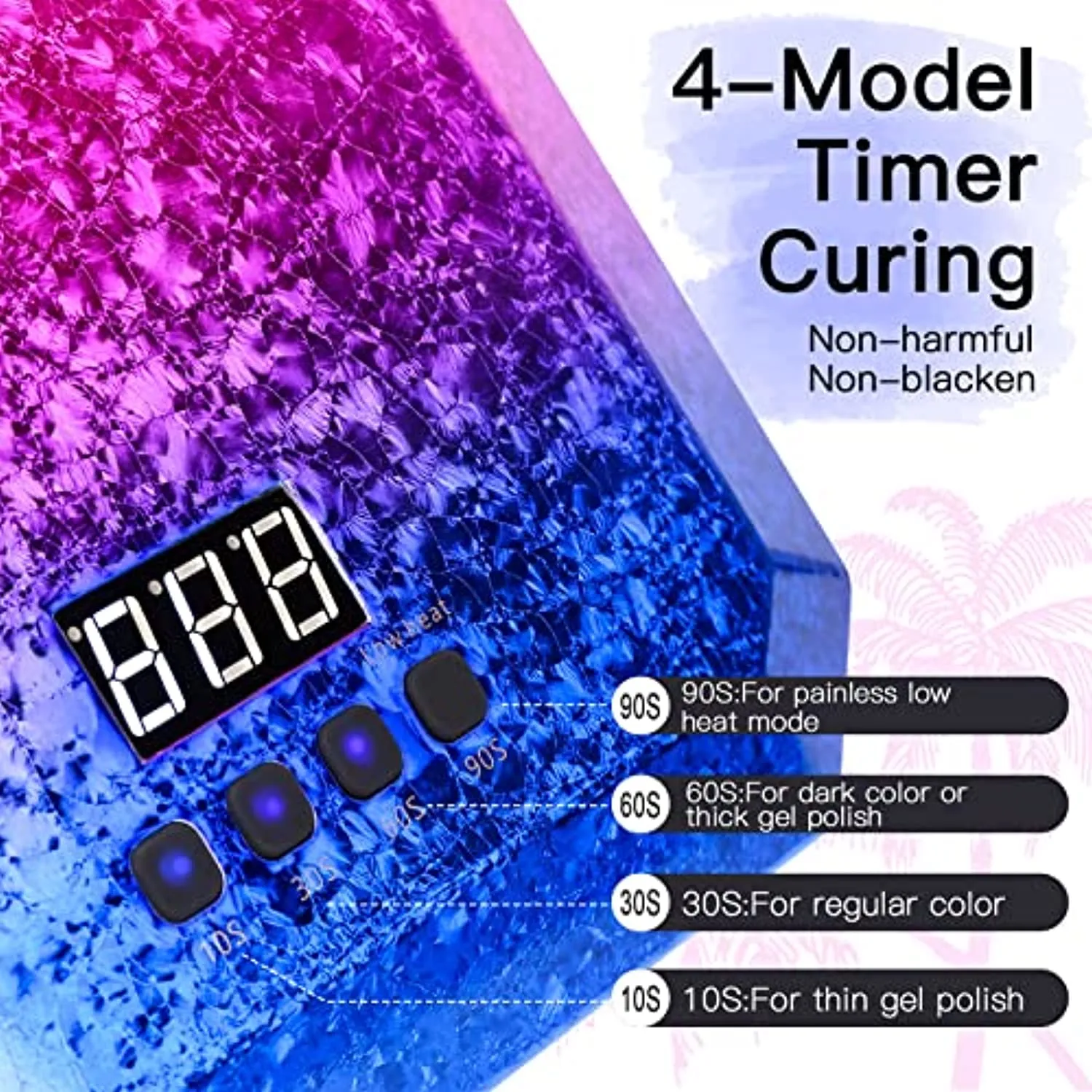 Gel UV Nail Lamp , Belle Rechargeable Nail Dryer, Led Nail Light Portable Gel UV Led Nail Lamp with 4 Timer Setting Sensor and LCD Display, Professional Led UV Lamp for Gel Polish