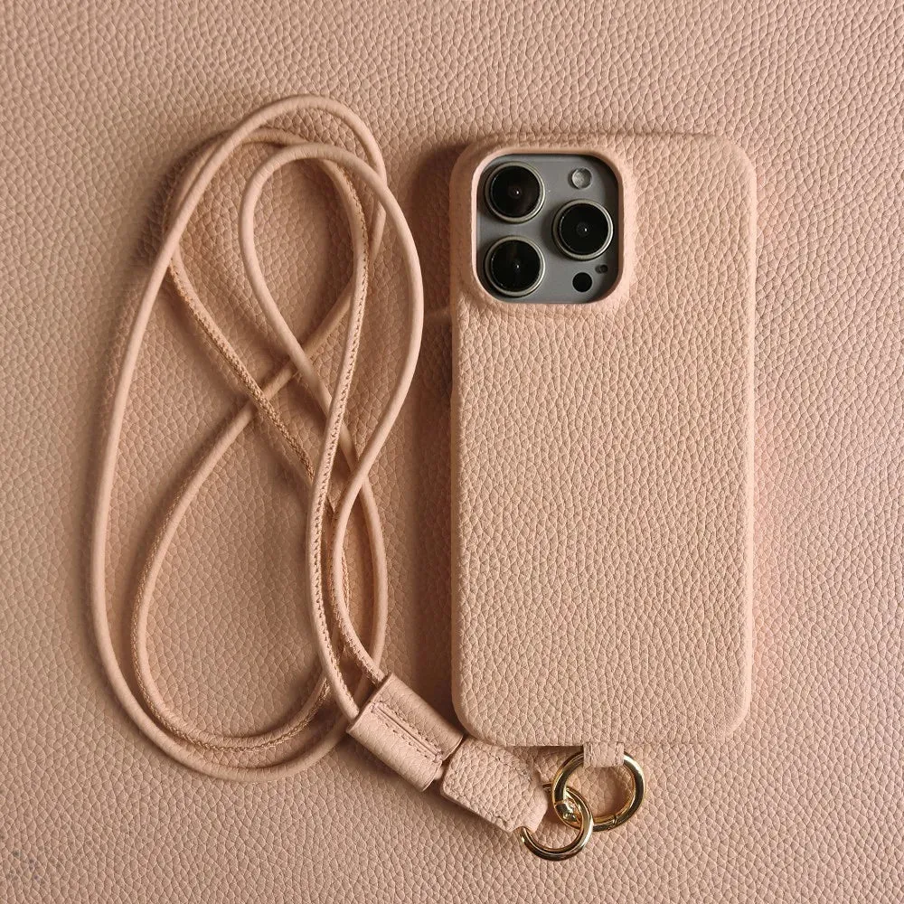 Genuine Cowhide Leather Crossbody iPhone Case