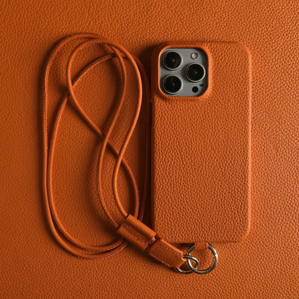 Genuine Cowhide Leather Crossbody iPhone Case