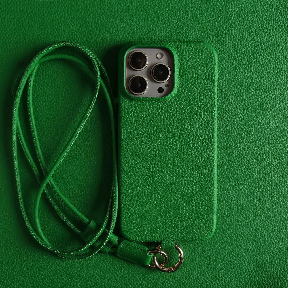 Genuine Cowhide Leather Crossbody iPhone Case