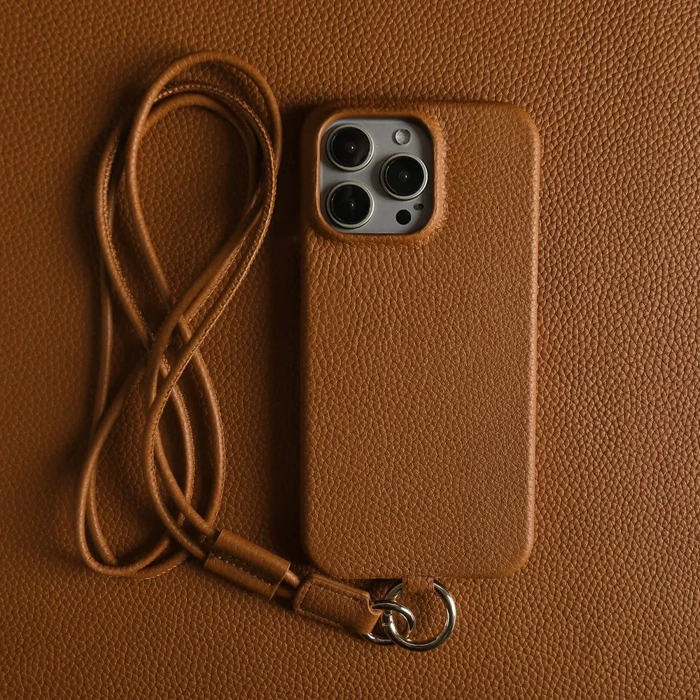 Genuine Cowhide Leather Crossbody iPhone Case