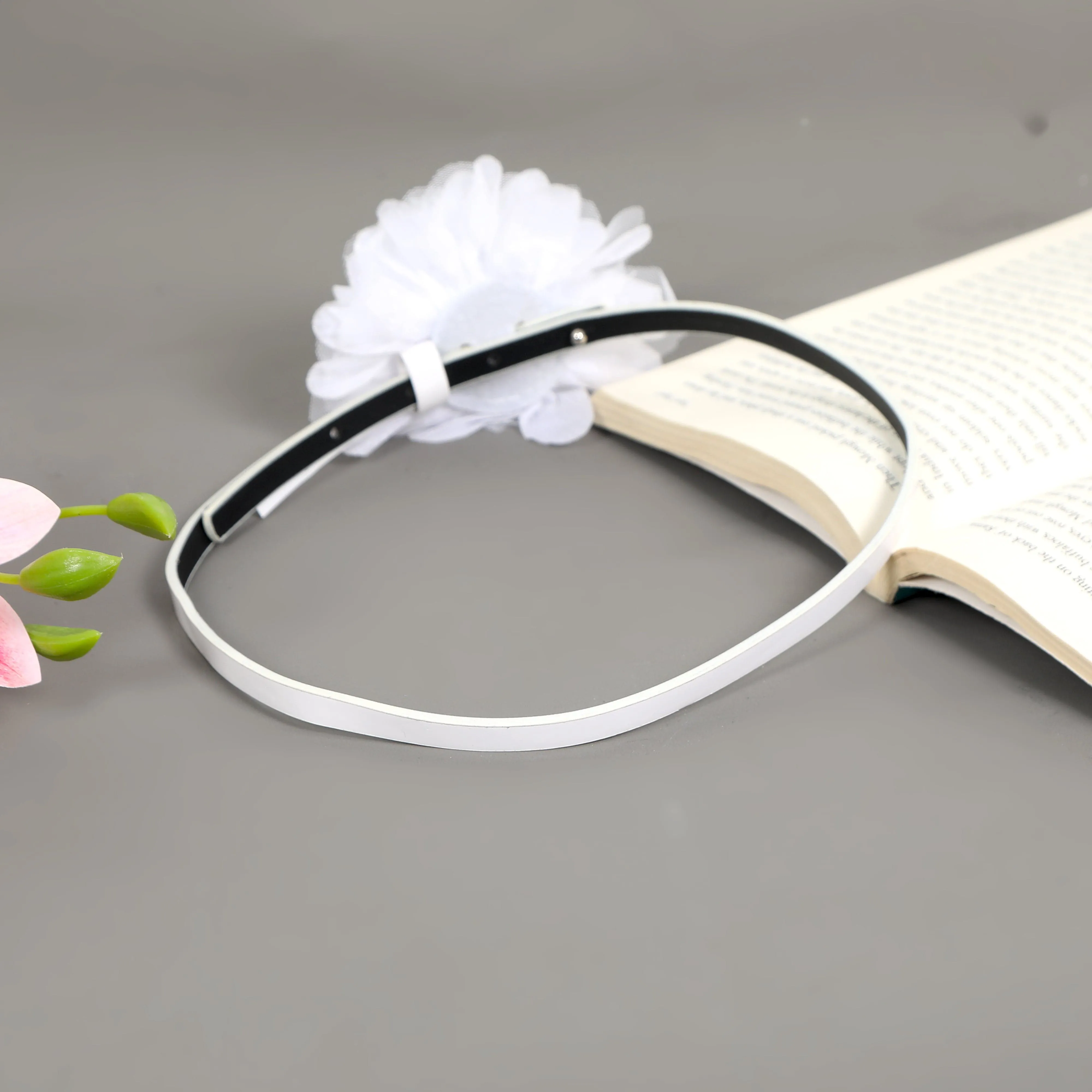 Girls Big Ruffle Belt Flower White