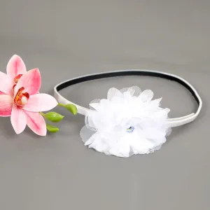Girls Big Ruffle Belt Flower White