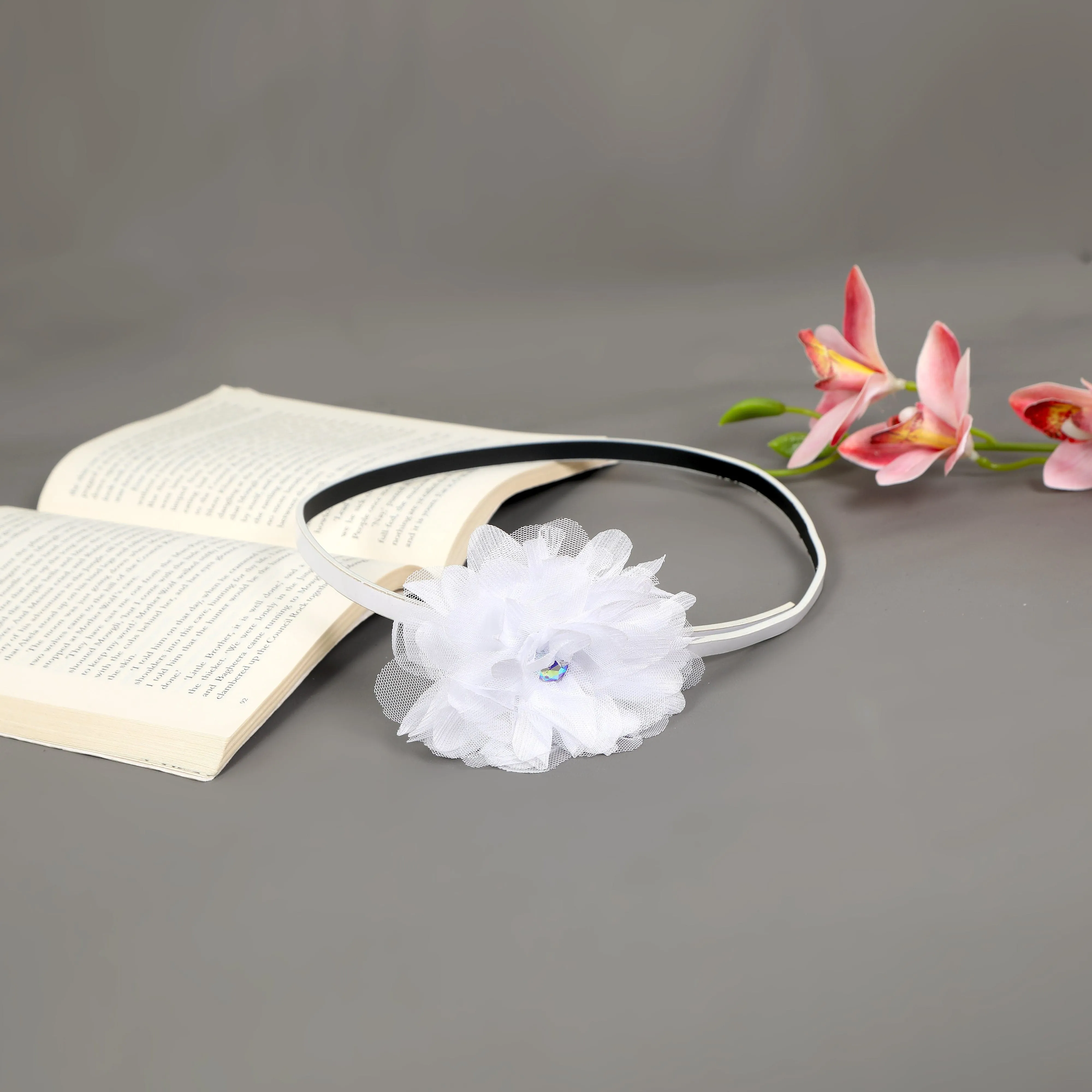 Girls Big Ruffle Belt Flower White