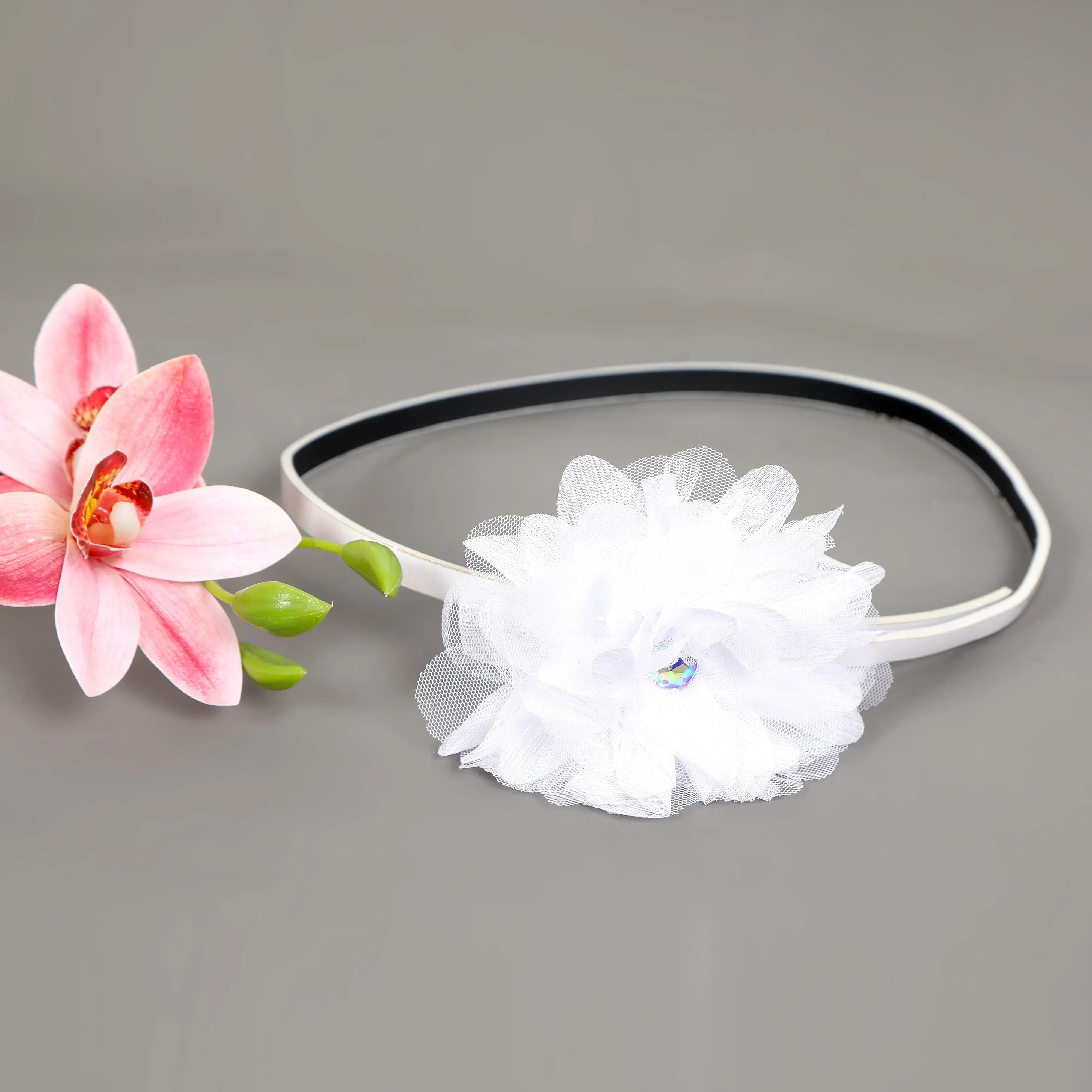 Girls Big Ruffle Belt Flower White