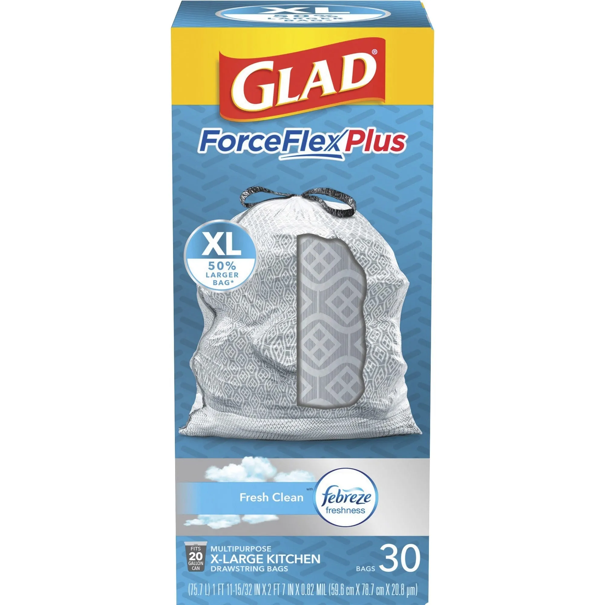 Glad ForceFlexPlus XL X-Large Kitchen Drawstring Trash Bags