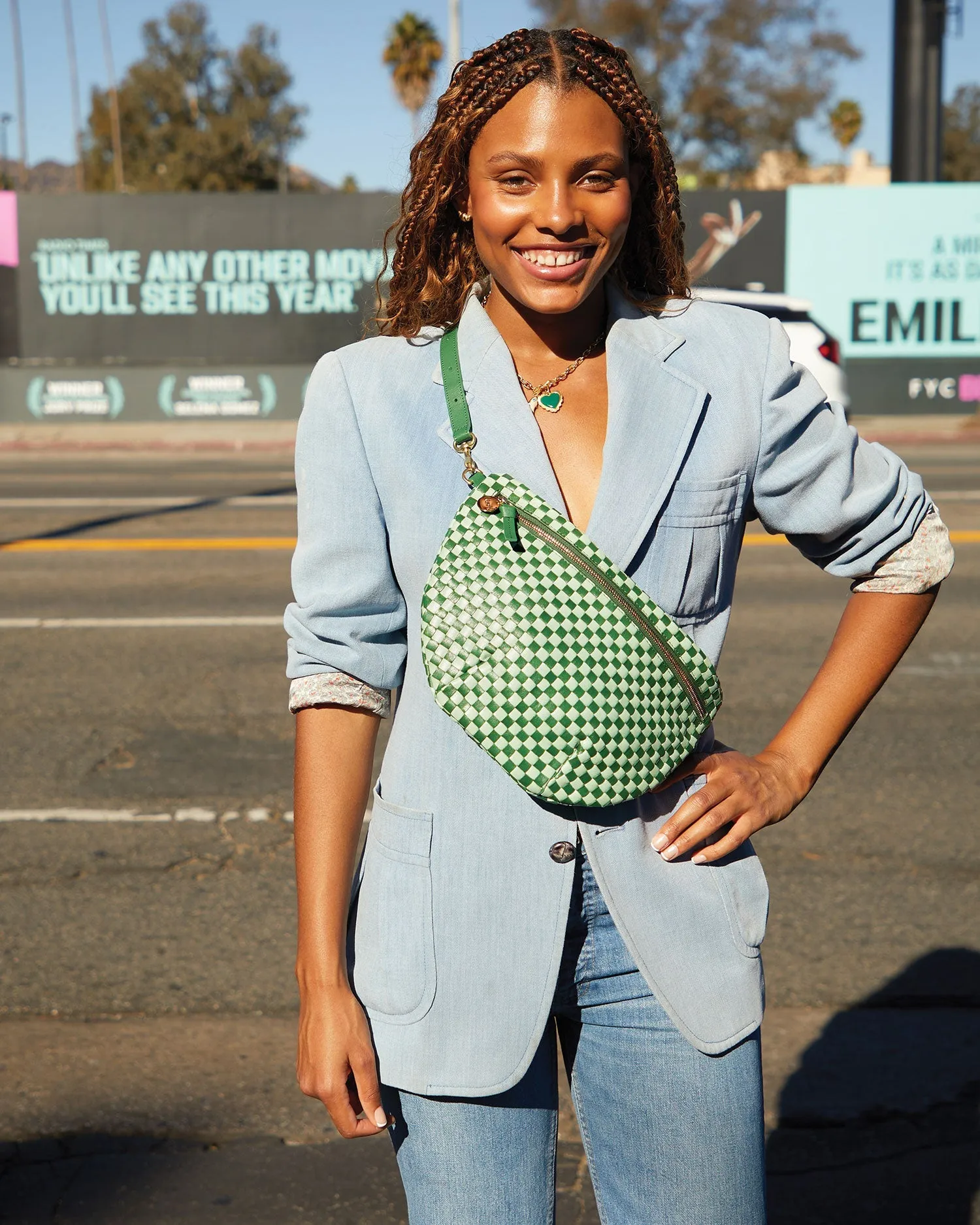 Grande Fanny - Fern & Mist Woven Checker