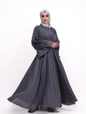 Grey - Makeba Organza Abaya Set