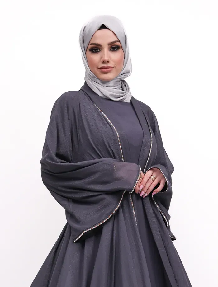 Grey - Makeba Organza Abaya Set