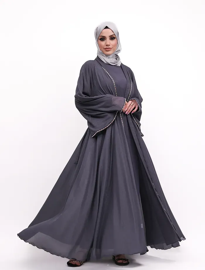 Grey - Makeba Organza Abaya Set