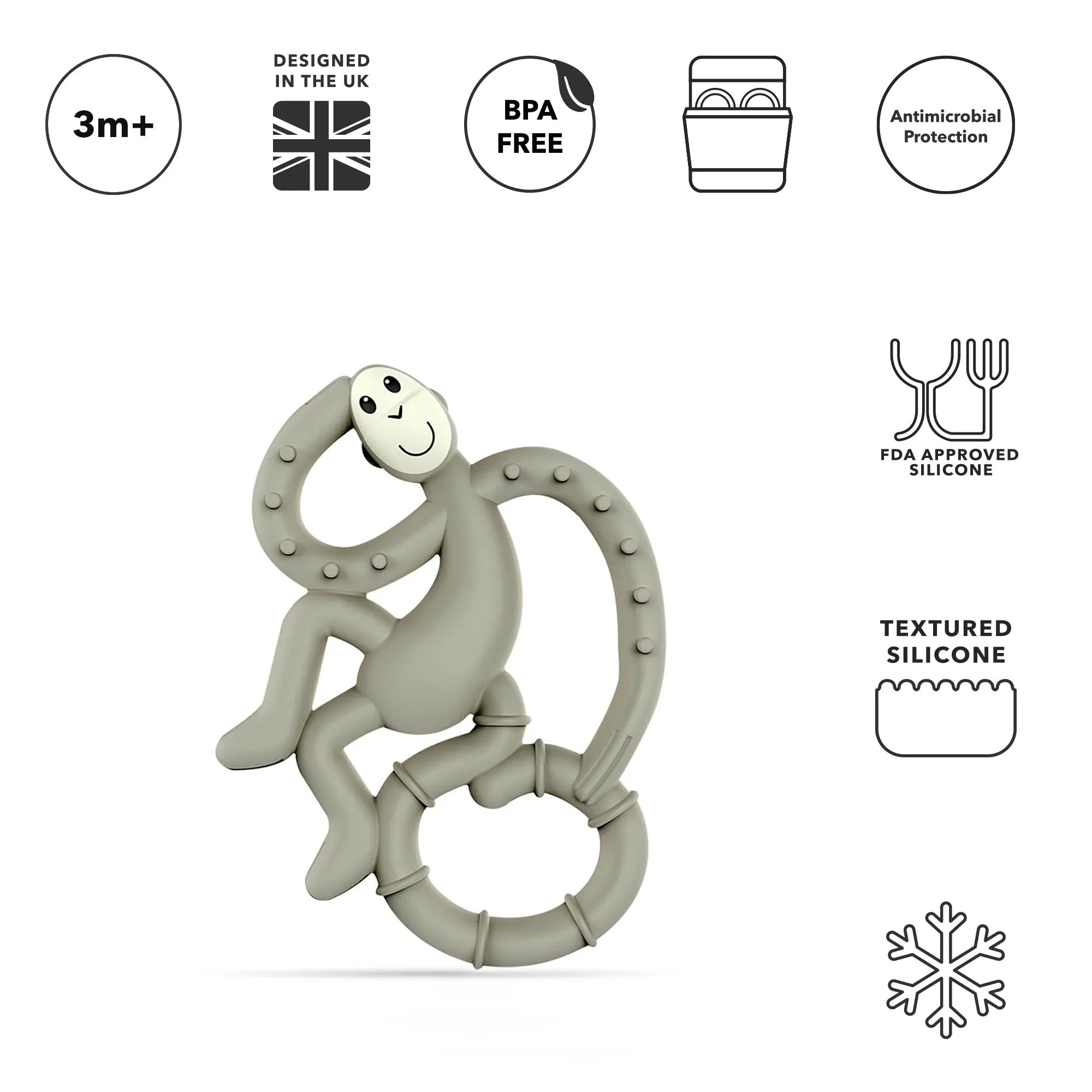 Grey Mini Monkey Teether
