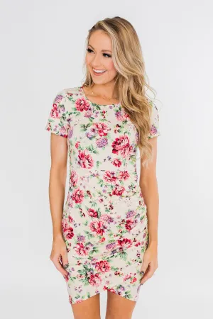 Growing In Love Floral Dress- Ivory