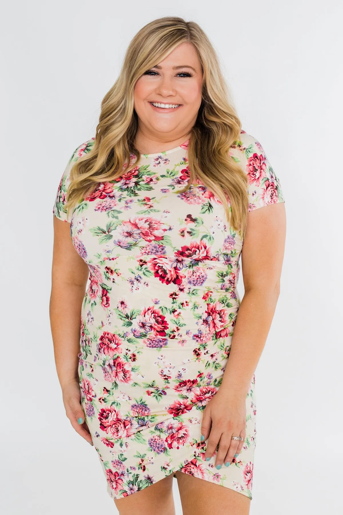Growing In Love Floral Dress- Ivory