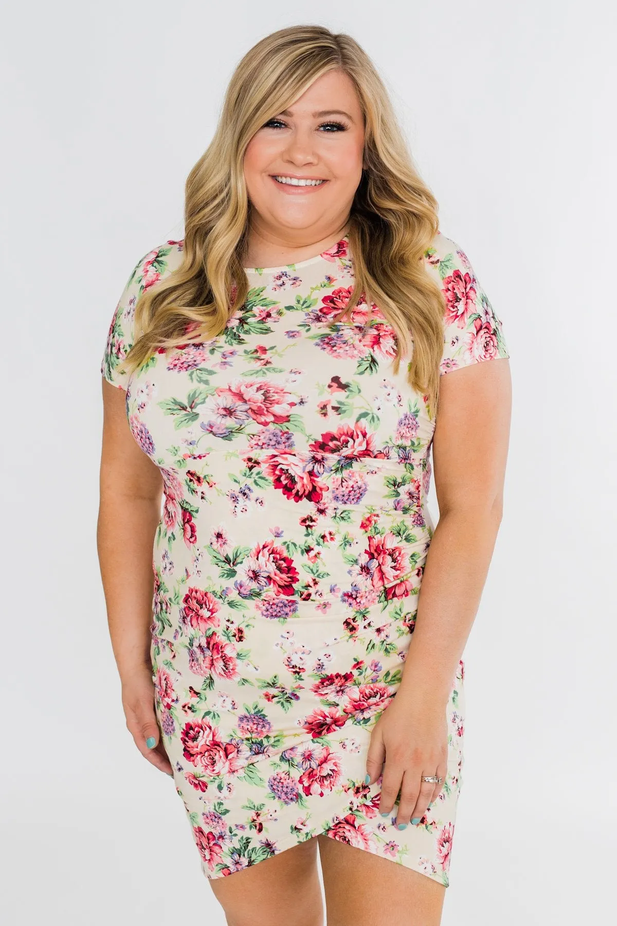Growing In Love Floral Dress- Ivory