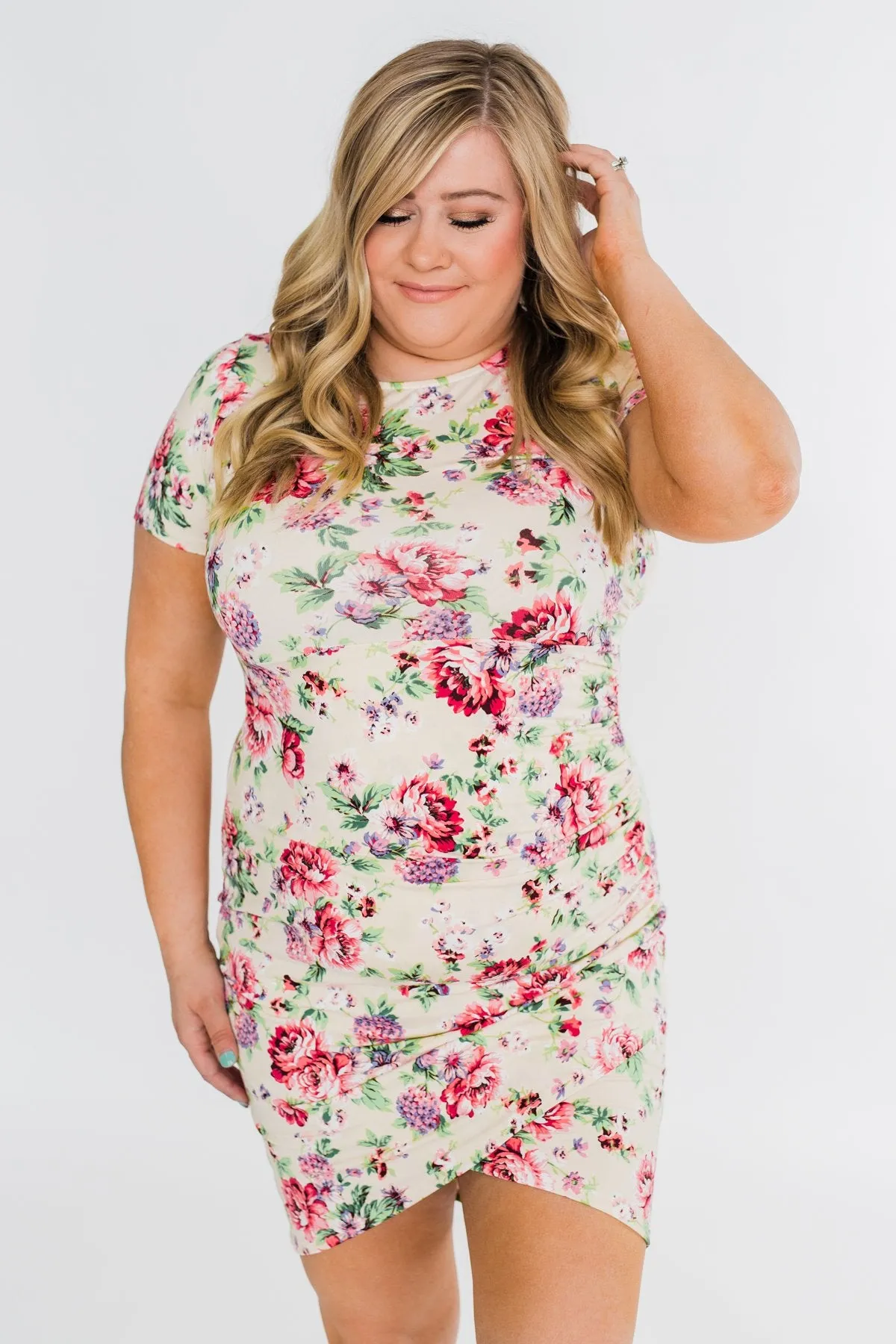 Growing In Love Floral Dress- Ivory