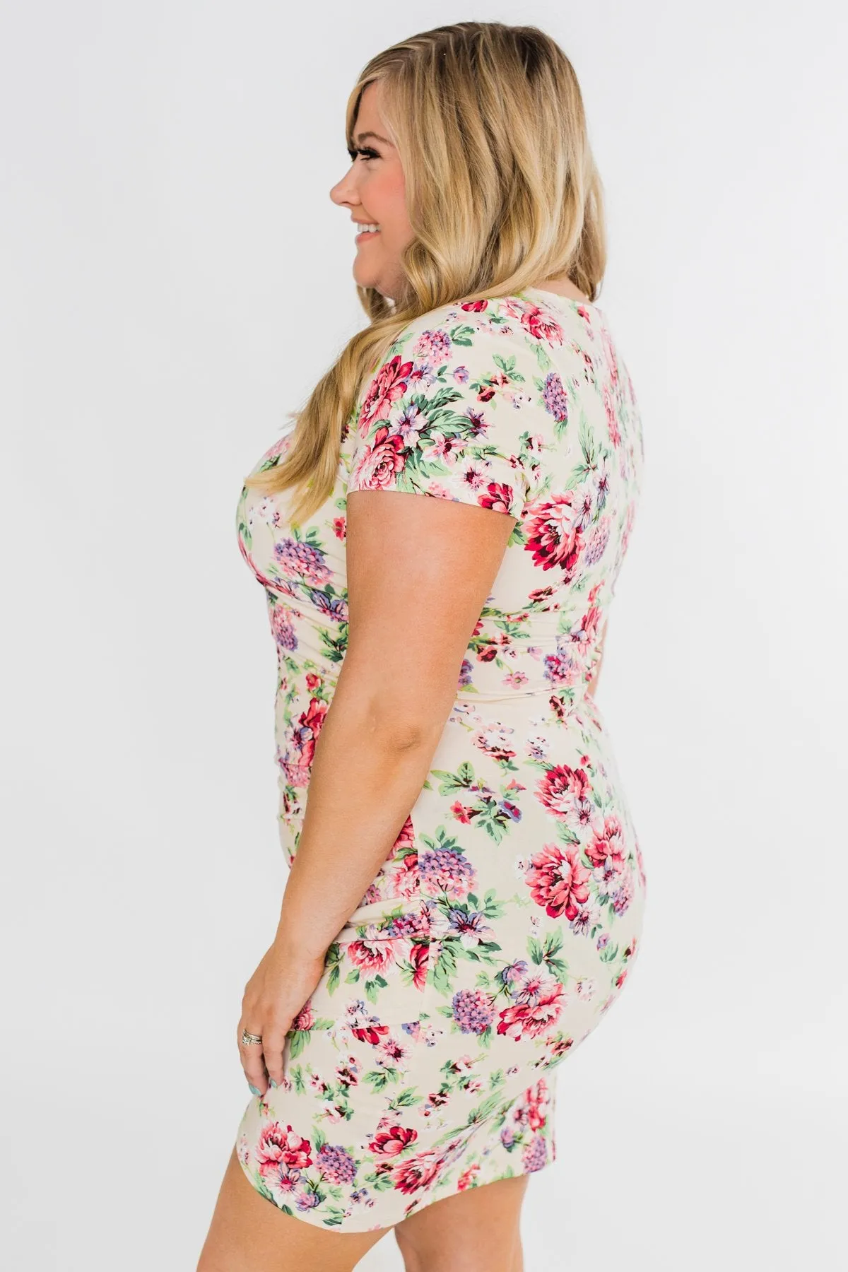 Growing In Love Floral Dress- Ivory