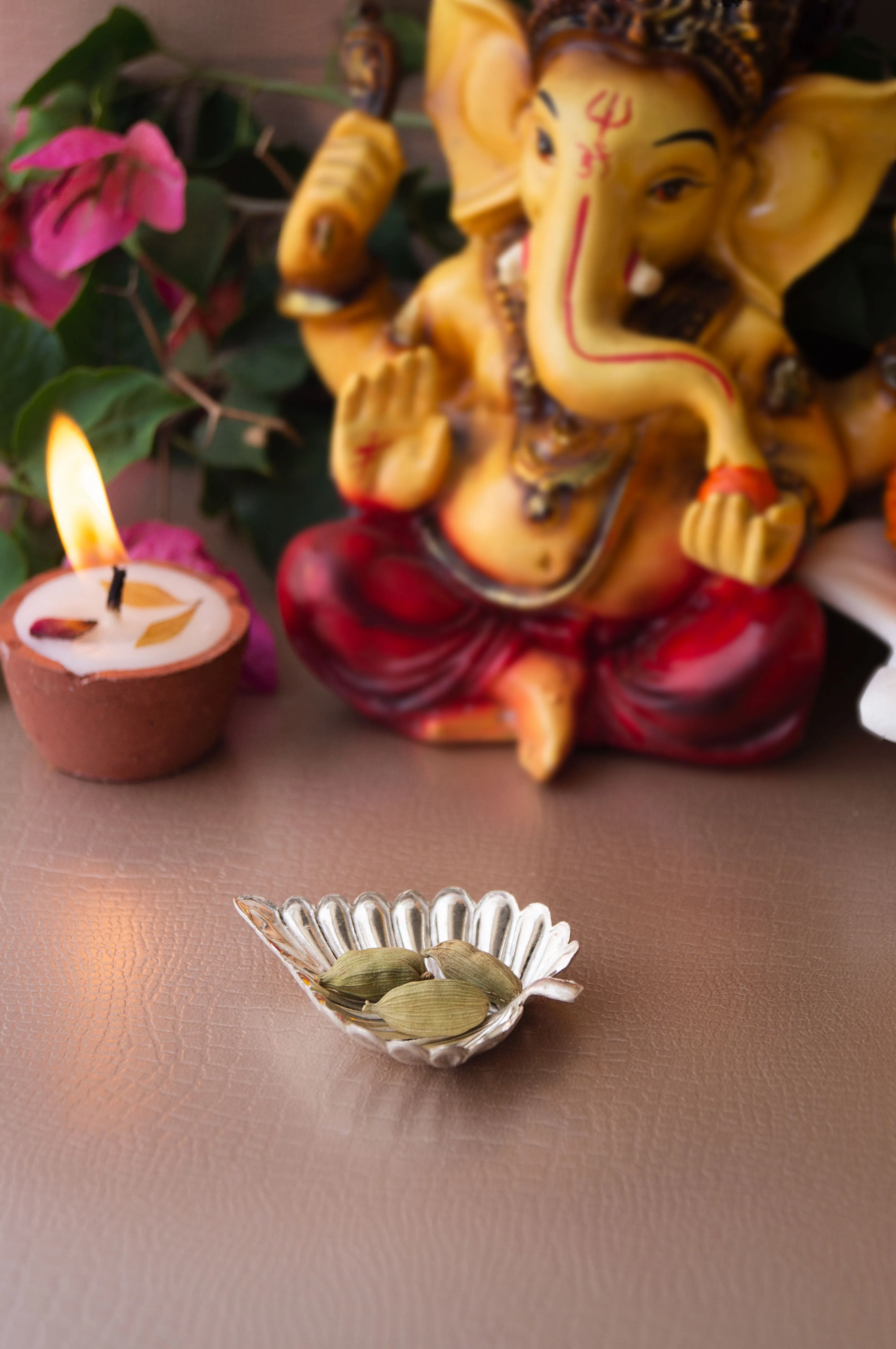 Handcrafted 925 Sterling Silver Mini Leaf Prasad Plate