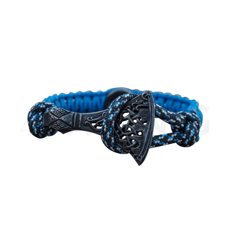 Handcrafted Viking Axe Paracord Bracelet Ruthenium