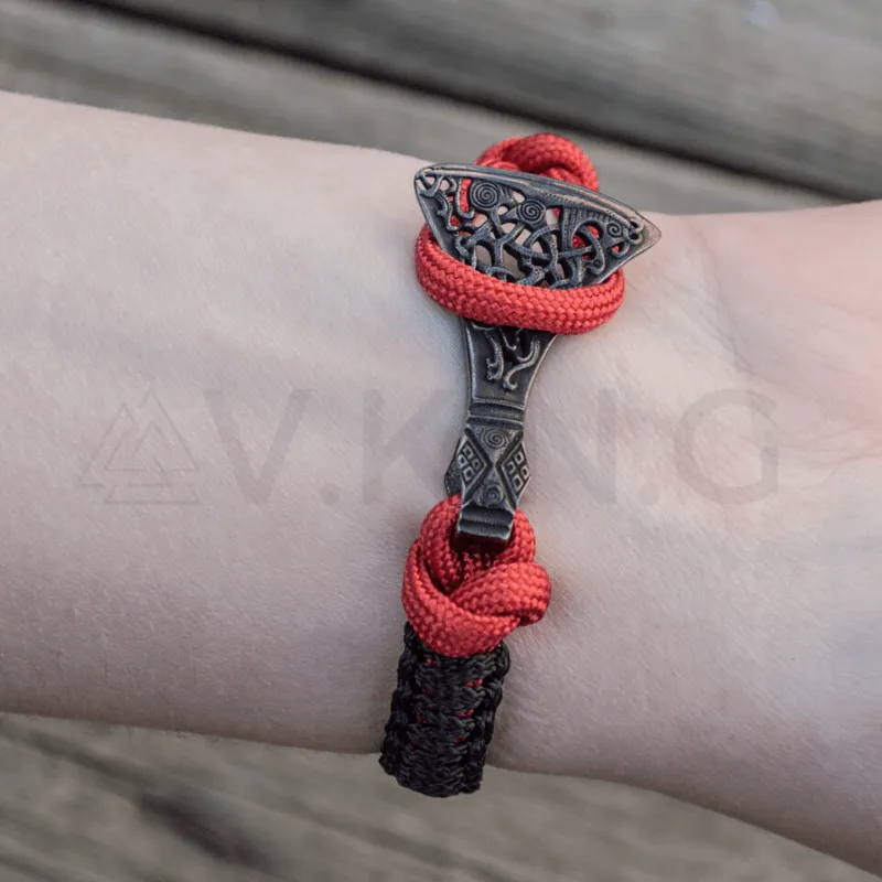 Handcrafted Viking Axe Paracord Bracelet Ruthenium