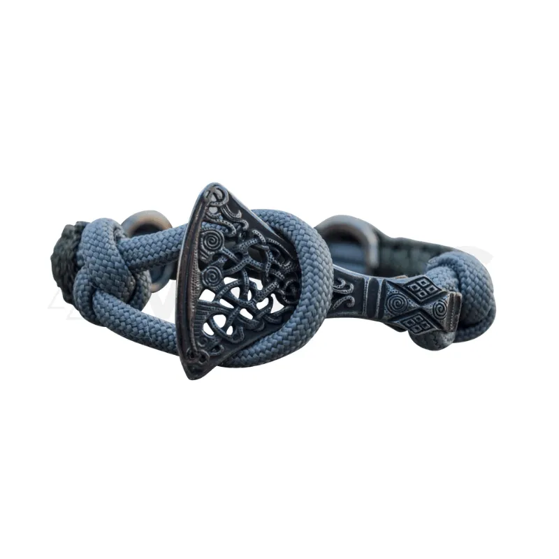 Handcrafted Viking Axe Paracord Bracelet Ruthenium
