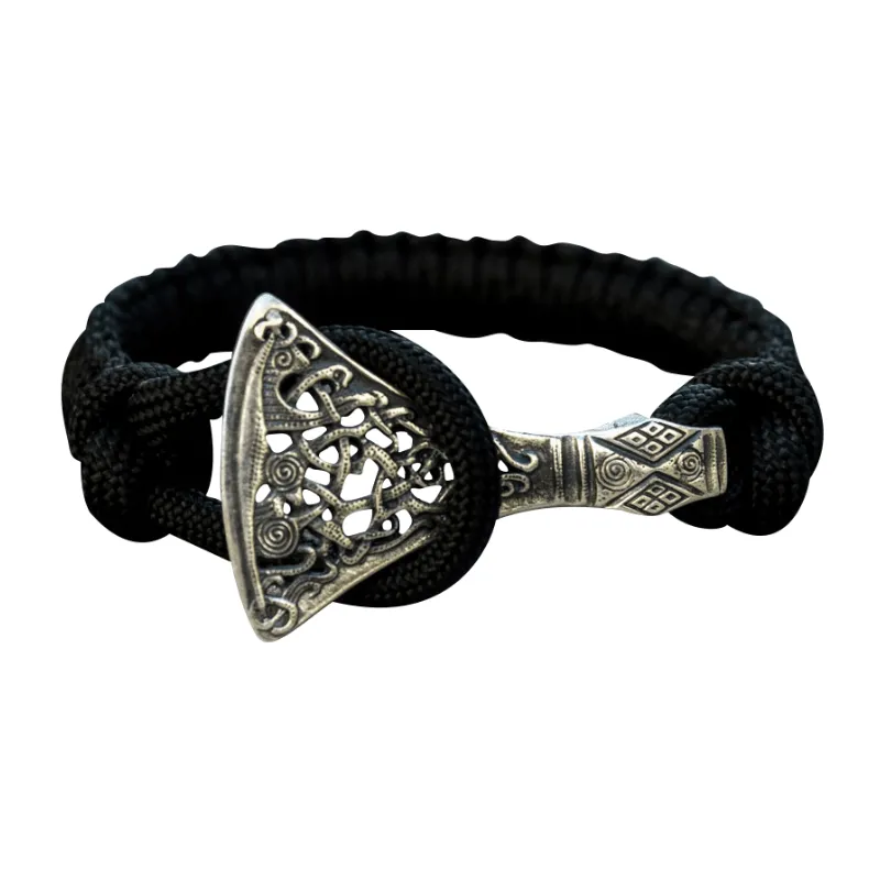 Handcrafted Viking Axe Paracord Bracelet Sterling Silver