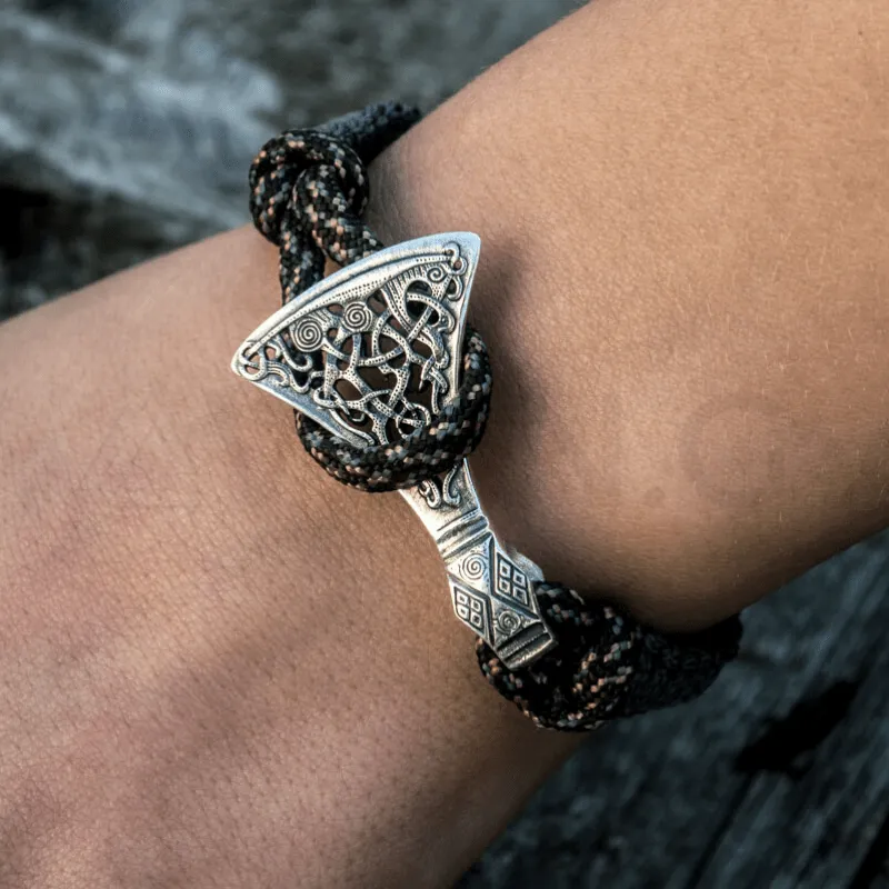 Handcrafted Viking Axe Paracord Bracelet Sterling Silver