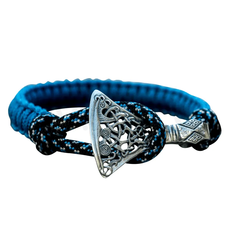 Handcrafted Viking Axe Paracord Bracelet Sterling Silver