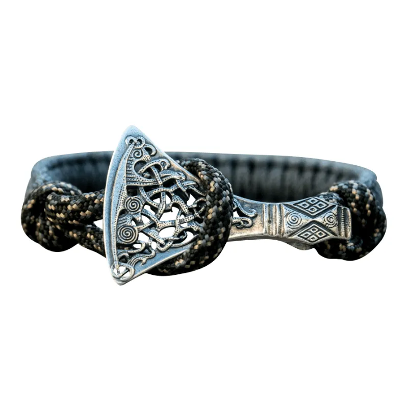 Handcrafted Viking Axe Paracord Bracelet Sterling Silver