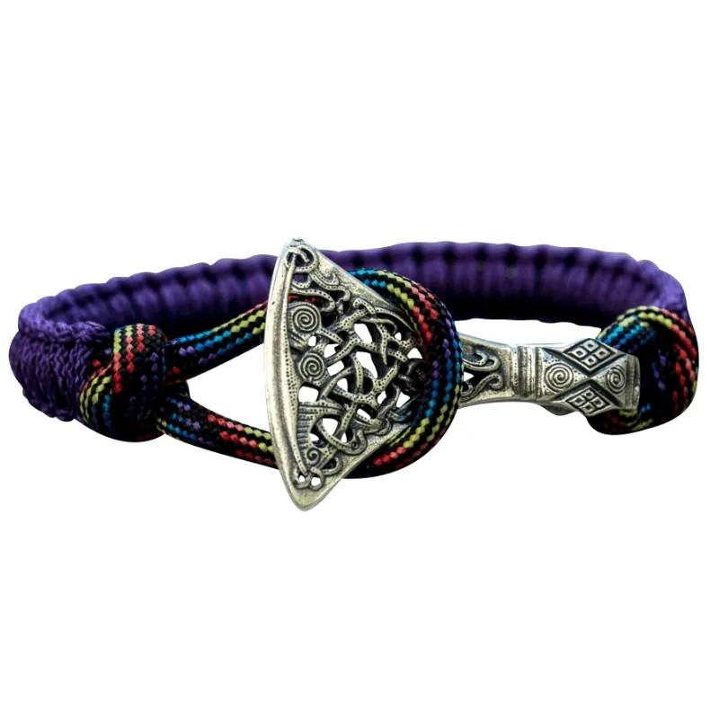 Handcrafted Viking Axe Paracord Bracelet Sterling Silver