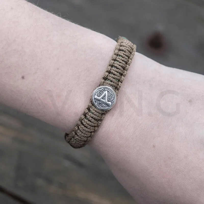 Handcrafted Viking Axe with Runes Paracord Bracelet Sterling Silver