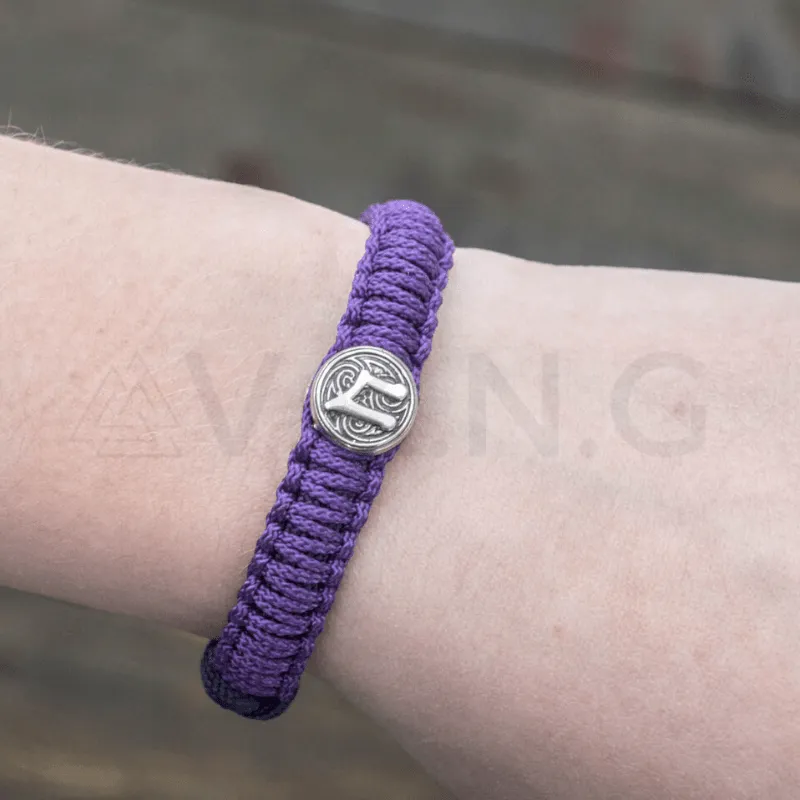 Handcrafted Viking Axe with Runes Paracord Bracelet Sterling Silver