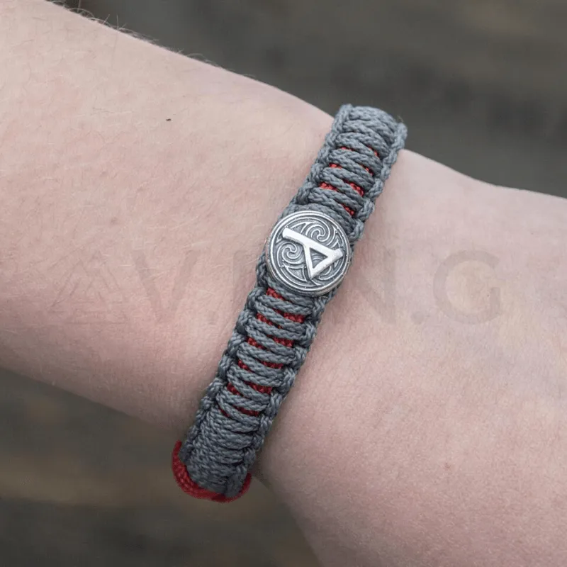 Handcrafted Viking Axe with Runes Paracord Bracelet Sterling Silver