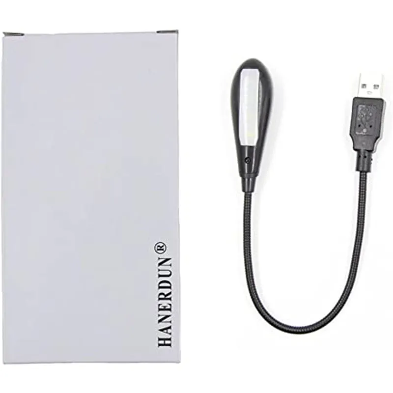 Hanerdun® Bright LED USB Lamp Light Reading Lamp for Laptop Flexible Neck Black