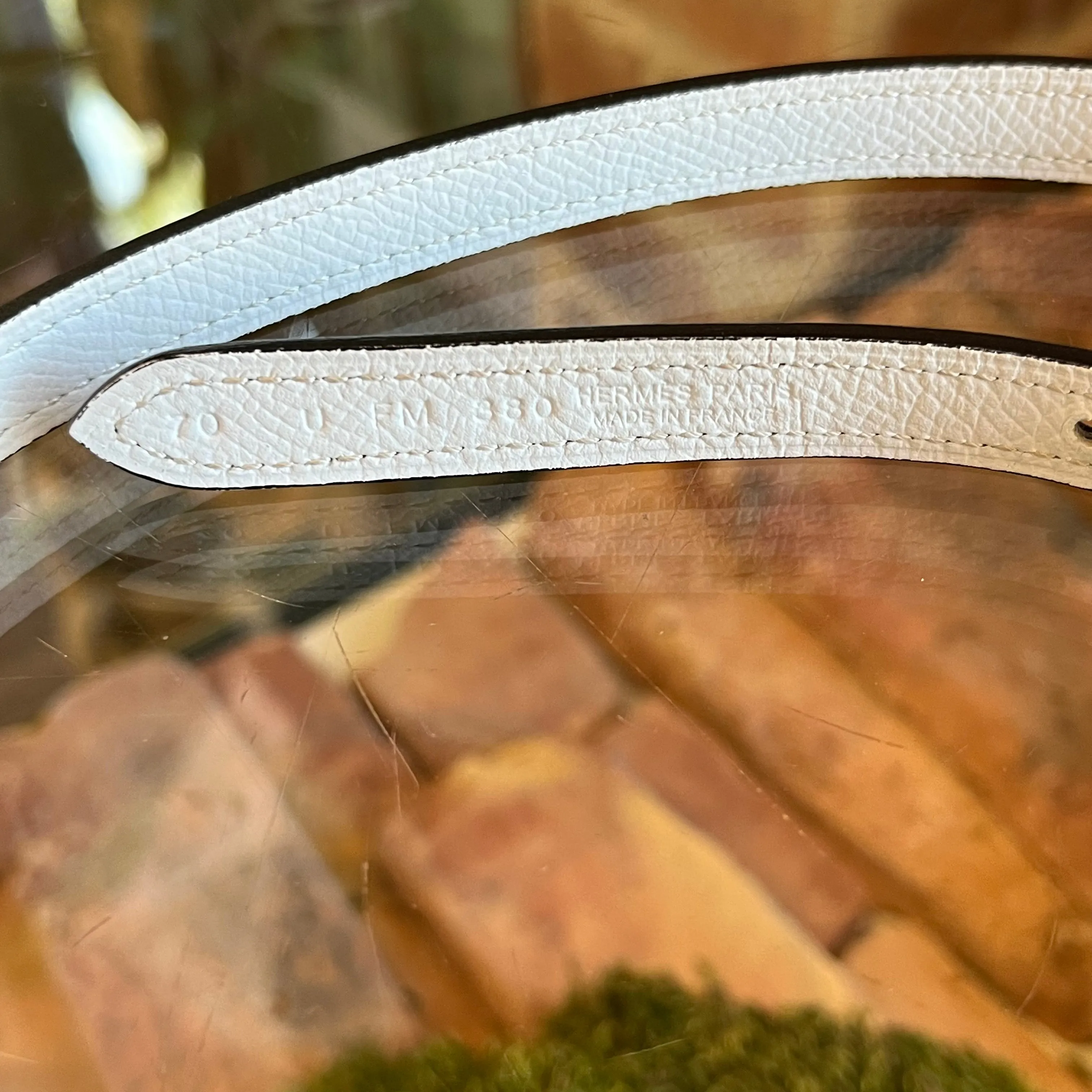 HERMES Ancre Belt Buckle Etoupe Blanc Reversible Swift and Epsom Leather Strap 13 mm