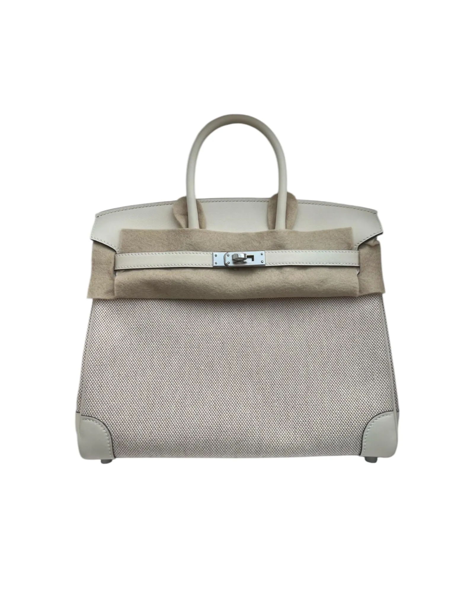 Hermès Birkin 25 Toile Nata Swift Palladium Hardware Pristine Condition - Full Set