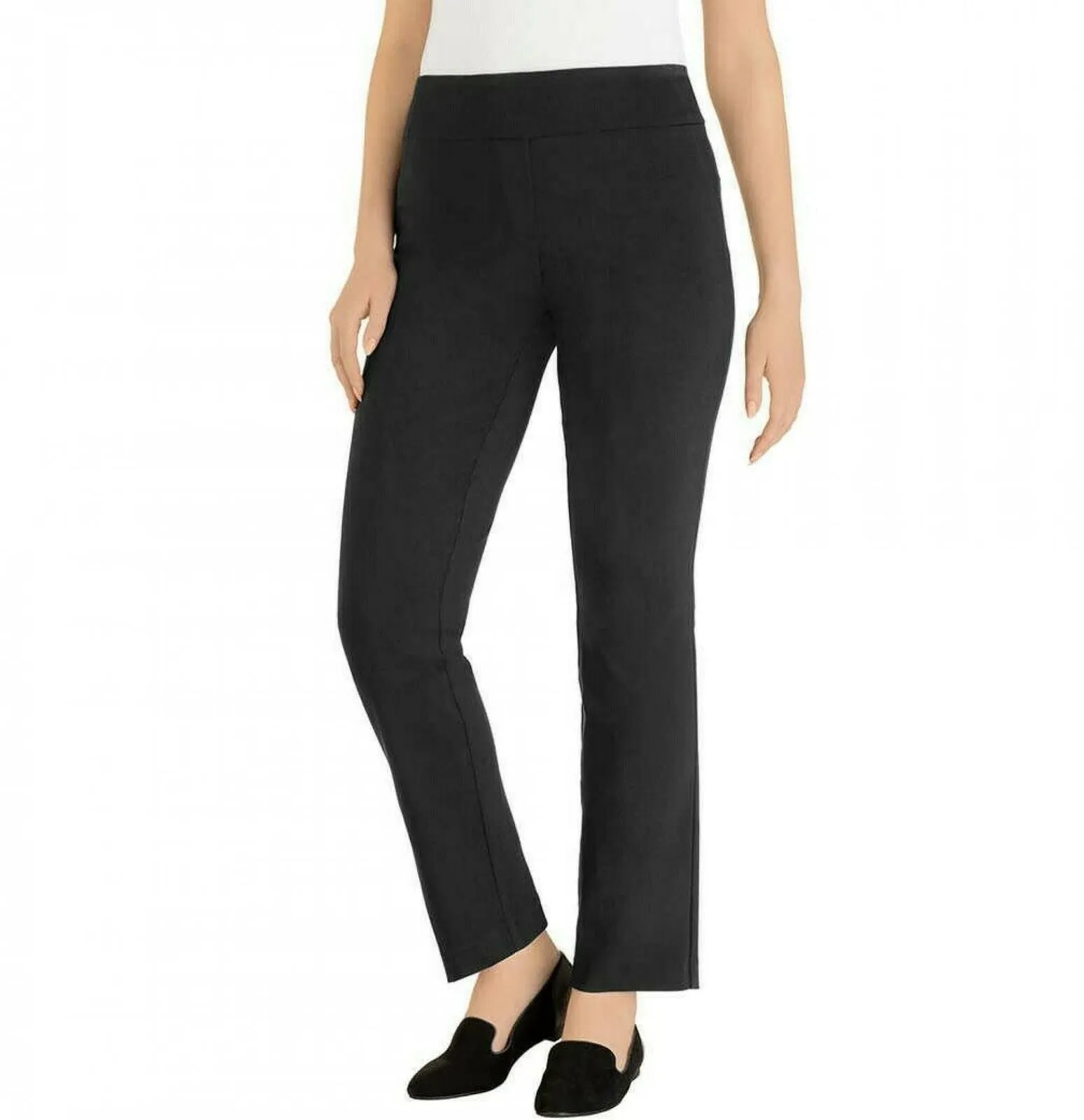 Hilary Radley Women's Built-In Tummy Control Panel Pull On Pants Black Large