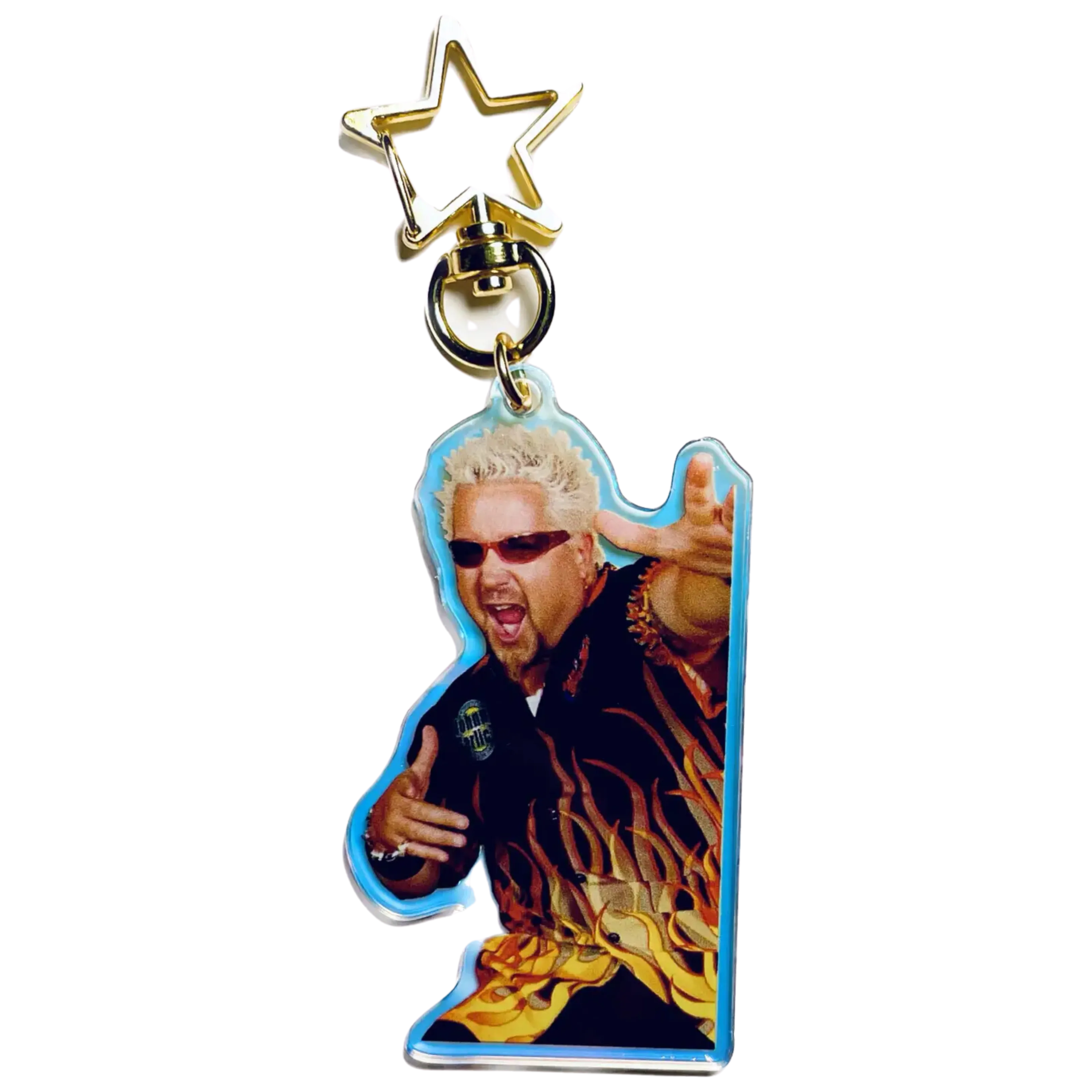 Holographic Flavortown Guy Fieri Acrylic Keychain