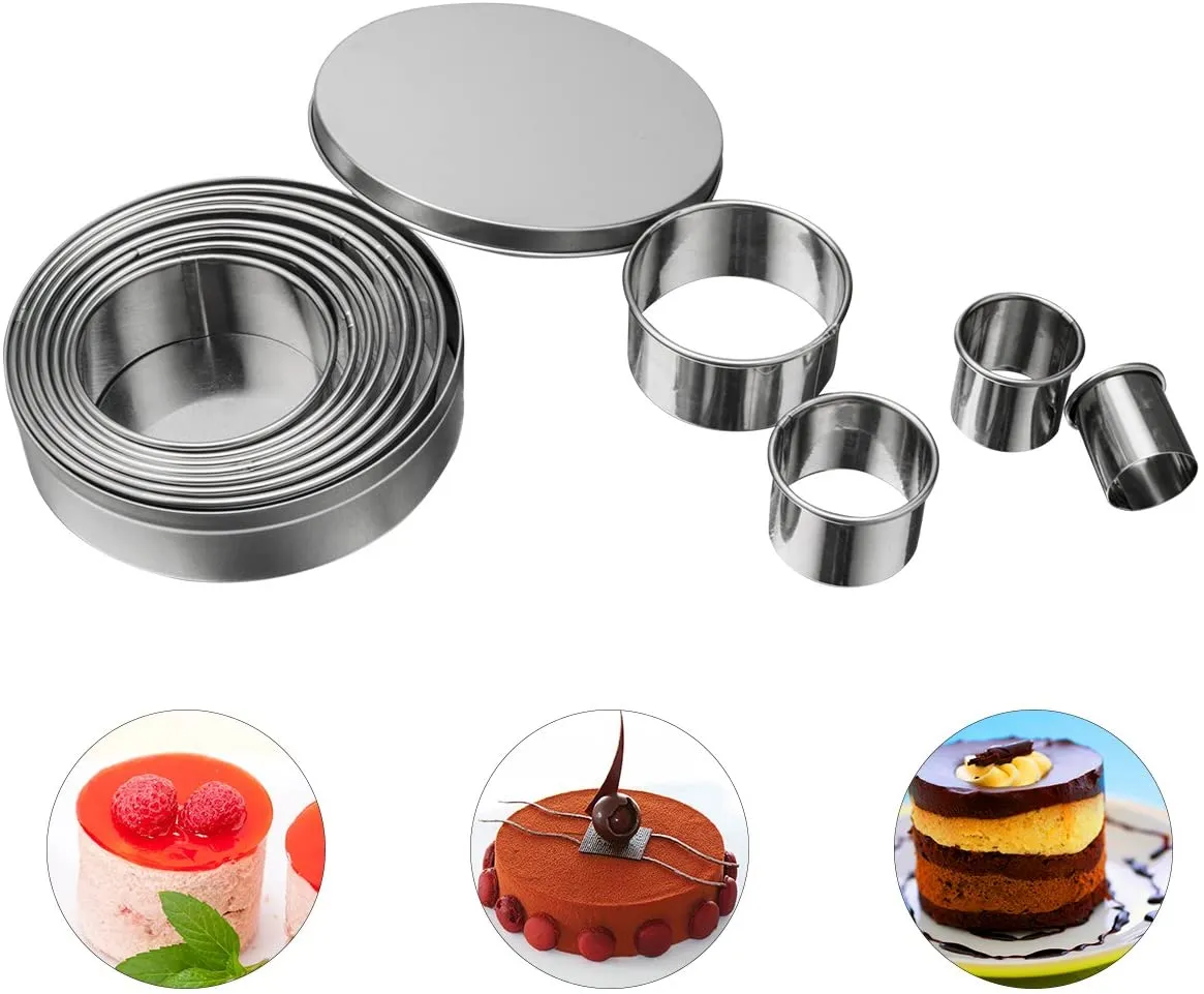 Homy Feel Round Cookie Biscuit Cutter Set 12 Circle Pastry Donut Doughnut Cutter Set Round Cookie Cutters Circle Baking Metal Ring Molds