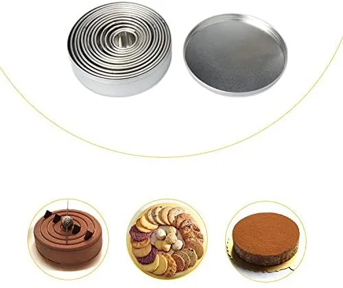 Homy Feel Round Cookie Biscuit Cutter Set 12 Circle Pastry Donut Doughnut Cutter Set Round Cookie Cutters Circle Baking Metal Ring Molds