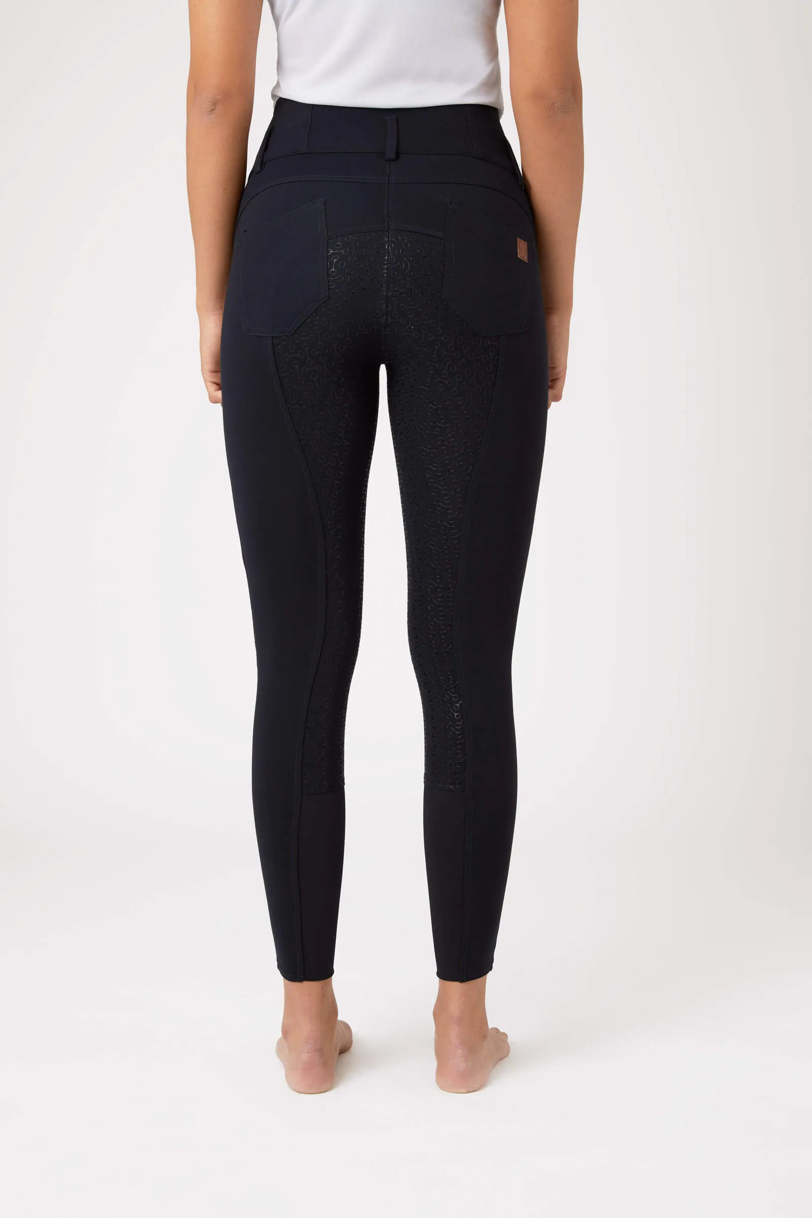Horze Tara Ladies High-Waist Gel Seat Breeches (Navy)