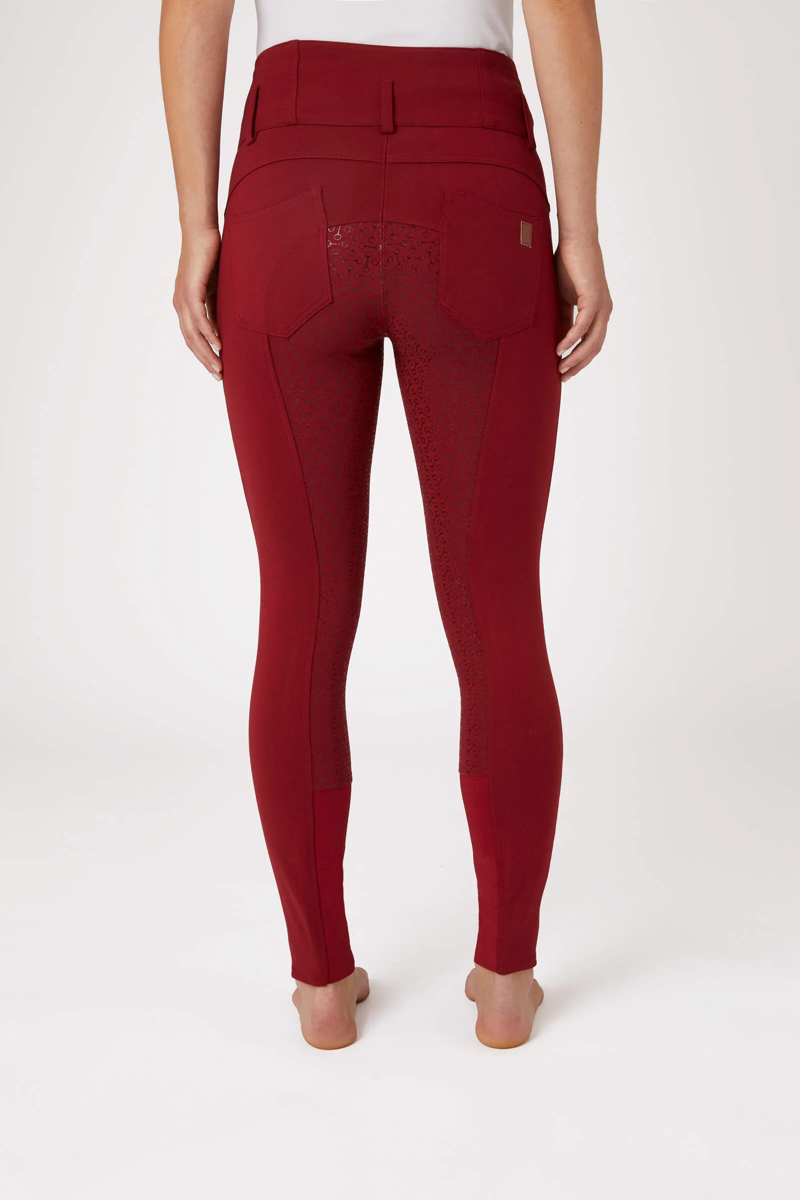 Horze Tara Ladies High-Waist Gel Seat Breeches (Red)